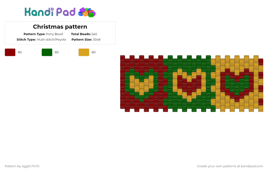 Christmas pattern - Pony Bead Pattern by eggitc7rx7c on Kandi Pad - red,green,orange,christmas,heart,xmas,gold