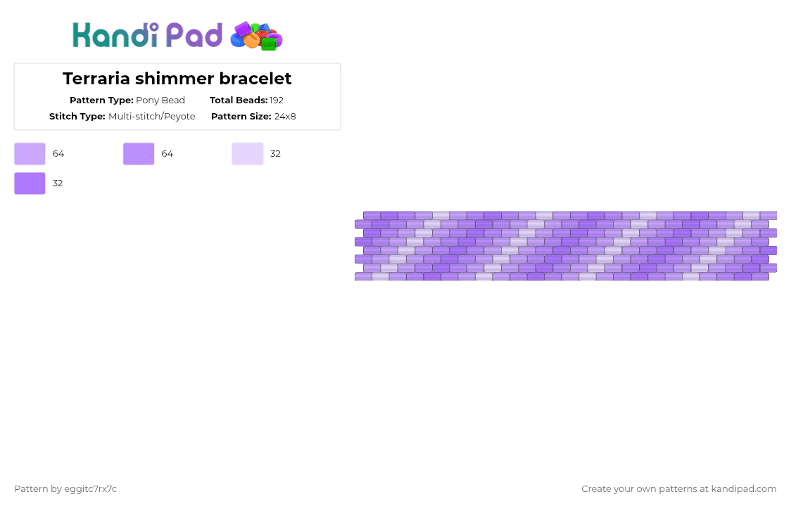Terraria shimmer bracelet - Pony Bead Pattern by eggitc7rx7c on Kandi Pad - pink,cotdshimmer,terraria,terraria shimmer,gradient,purple,shimmer