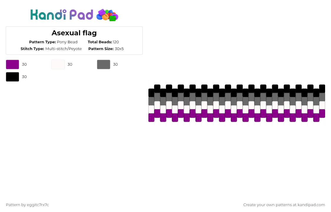Asexual flag - Pony Bead Pattern by eggitc7rx7c on Kandi Pad - pink,gray,pride,asexual