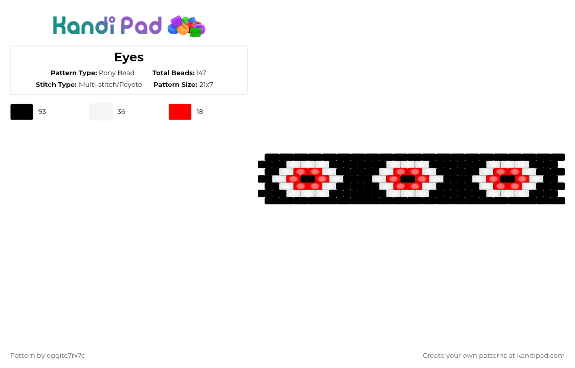Eyes - Pony Bead Pattern by eggitc7rx7c on Kandi Pad - black,white,red,cotddarkness,eyes,spooky,creepy