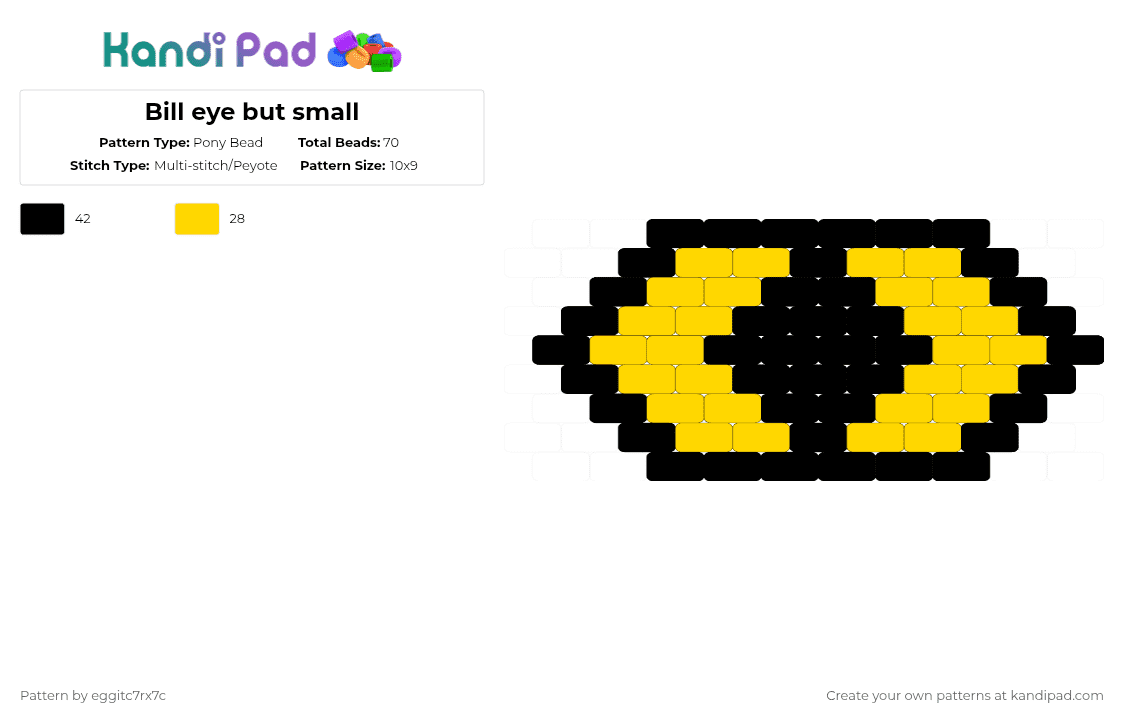 Bill eye but small - Pony Bead Pattern by eggitc7rx7c on Kandi Pad - yellow,black,charm,bill cipher