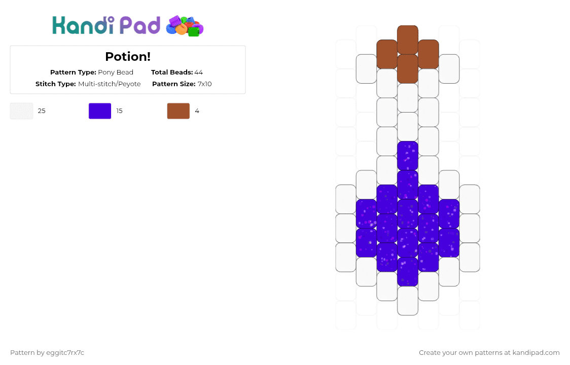Potion! - Pony Bead Pattern by eggitc7rx7c on Kandi Pad - magic, potion, purple