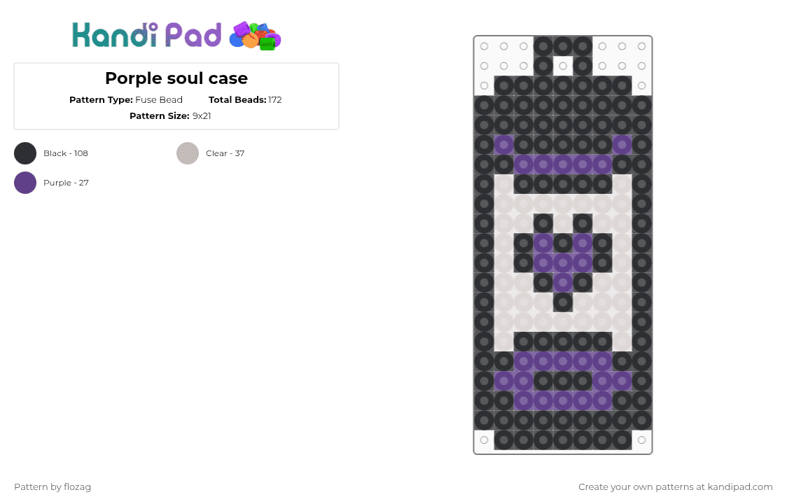 Porple soul case - Fuse Bead Pattern by flozag on Kandi Pad - black,purple,beige