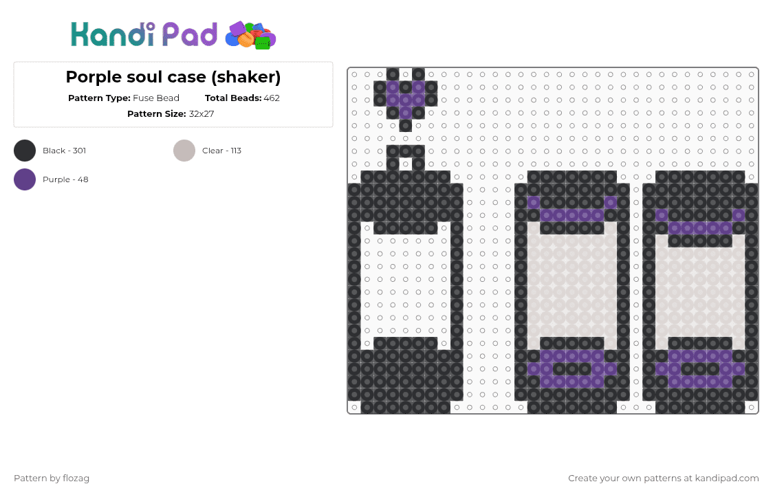 Porple soul case (shaker) - Fuse Bead Pattern by flozag on Kandi Pad - black,purple,beige