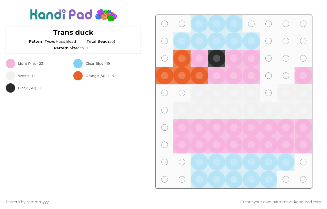 Trans duck - Fuse Bead Pattern by sammmyyy on Kandi Pad - light blue,pink