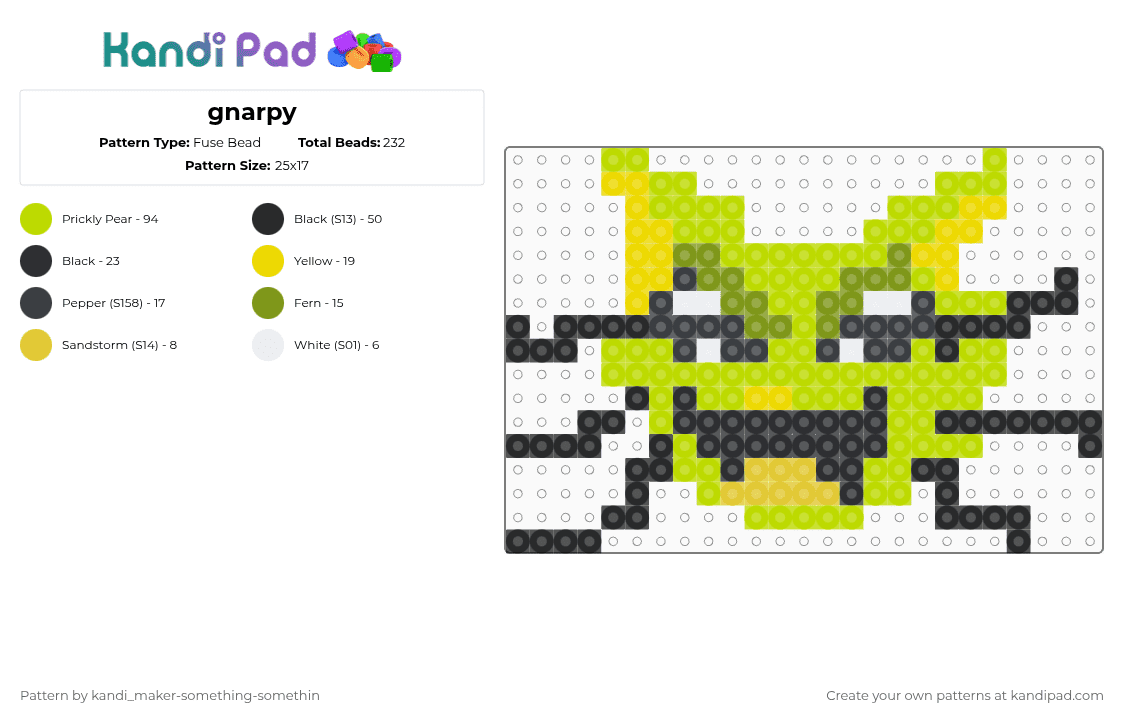 gnarpy - Fuse Bead Pattern by kandi_maker-something-somethin on Kandi Pad - green