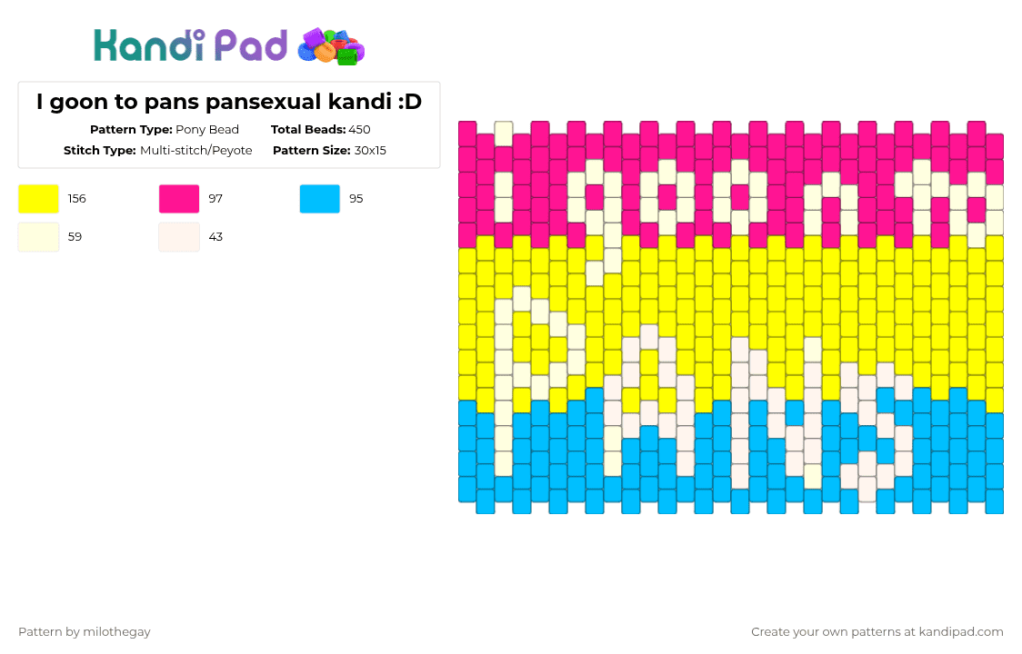 I goon to pans pansexual kandi :D - Pony Bead Pattern by milothegay on Kandi Pad - 