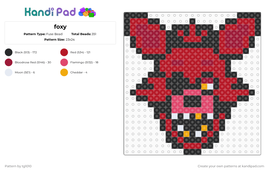 Foxy Fuse Bead Pattern - Kandi Pad | Kandi Patterns, Fuse Bead Patterns ...
