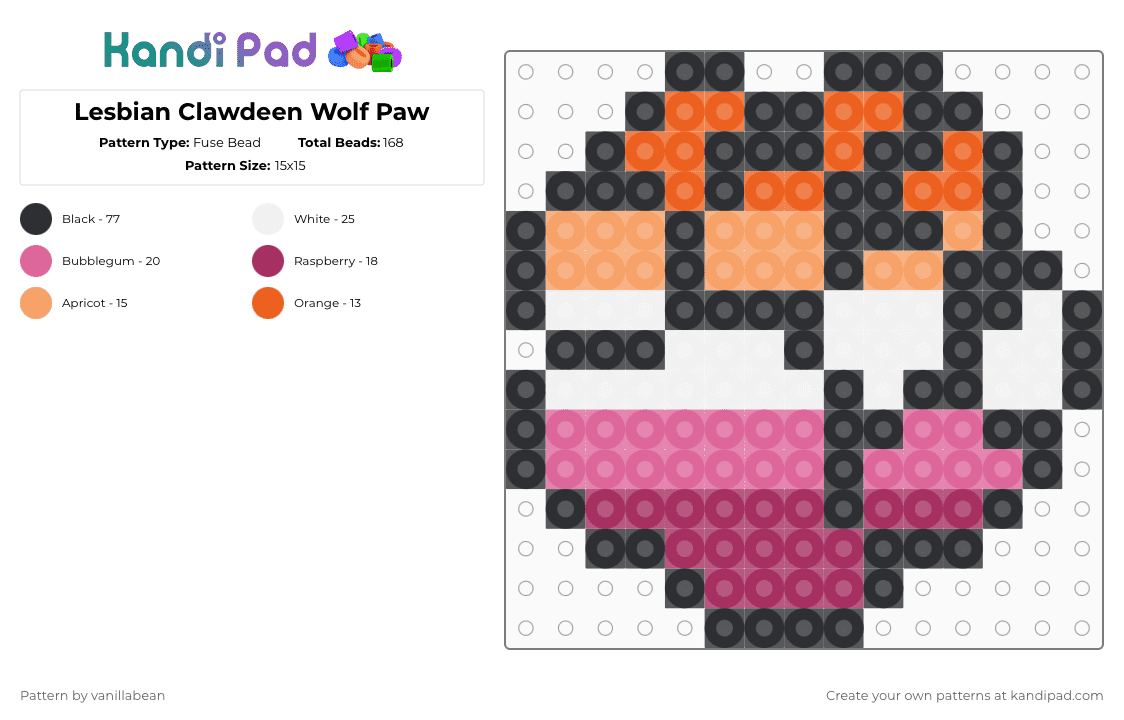She Wolf in the Closet - Fuse Bead Pattern by radioactive_unicorn on Kandi Pad - orange,pink,monster high,mh,pride,lgbt,lesbian,clawdeen