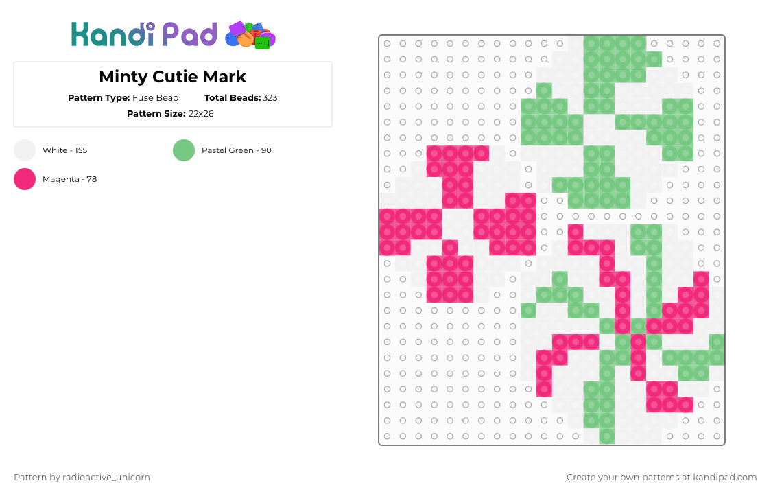 Minty Cutie Mark - Fuse Bead Pattern by radioactive_unicorn on Kandi Pad - teal,pink