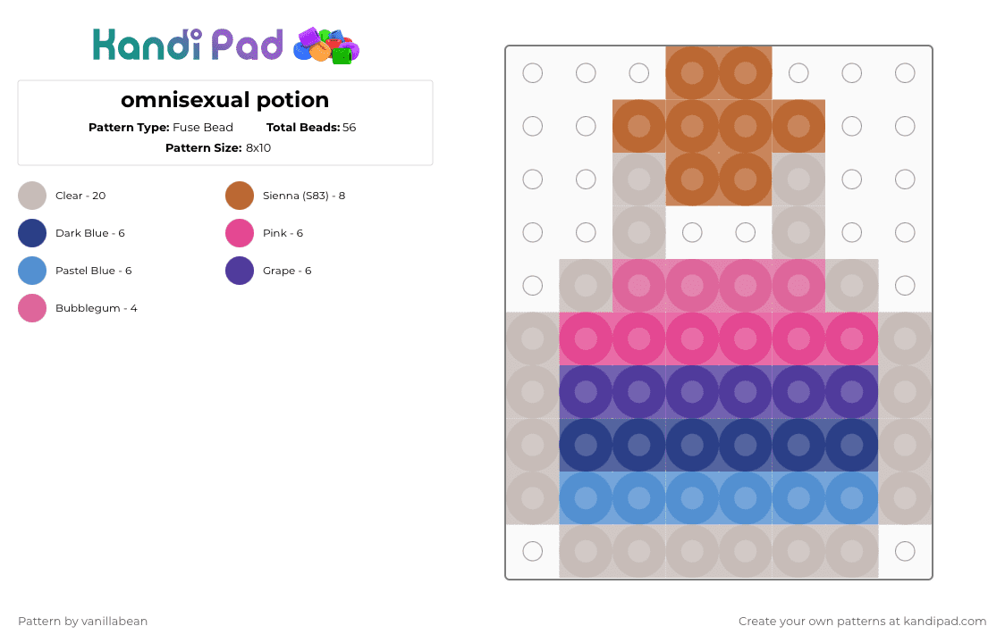 omnisexual potion - Fuse Bead Pattern by radioactive_unicorn on Kandi Pad - beige, pink
