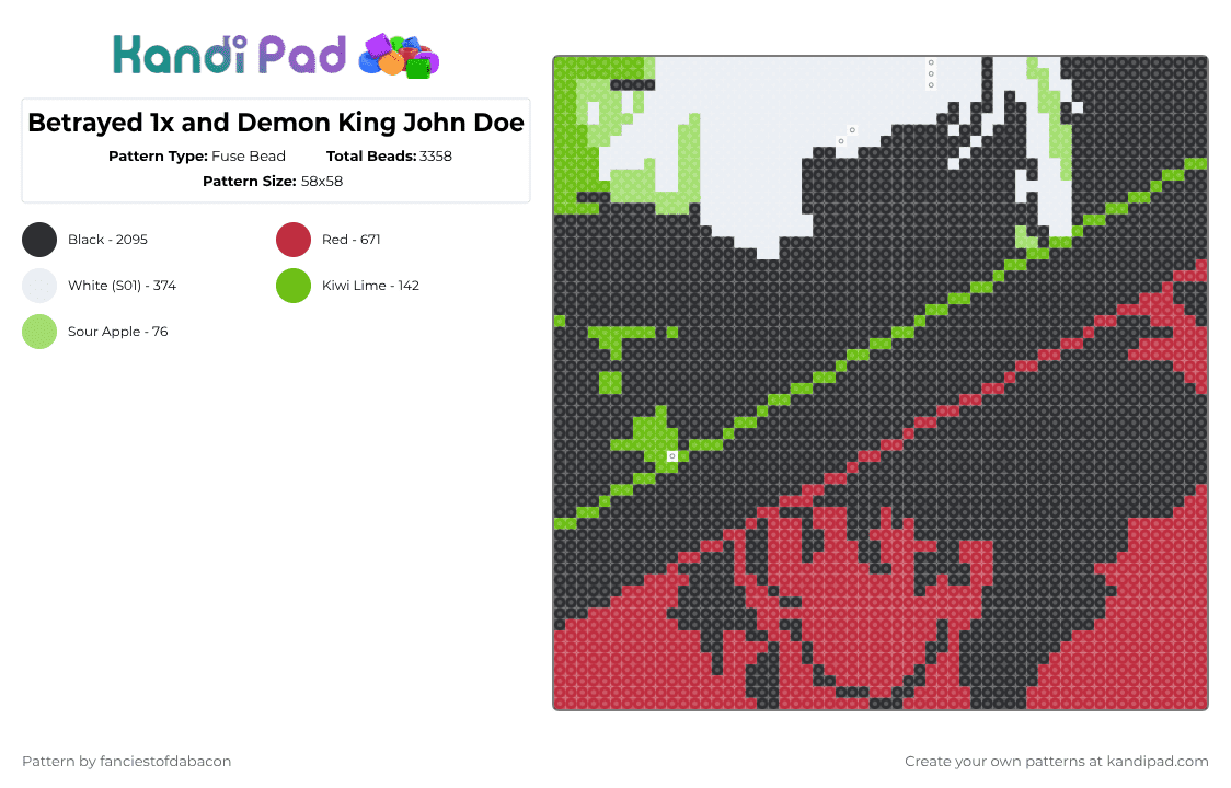 Betrayed 1x and Demon King John Doe - Fuse Bead Pattern by fanciestofdabacon on Kandi Pad - black,red
