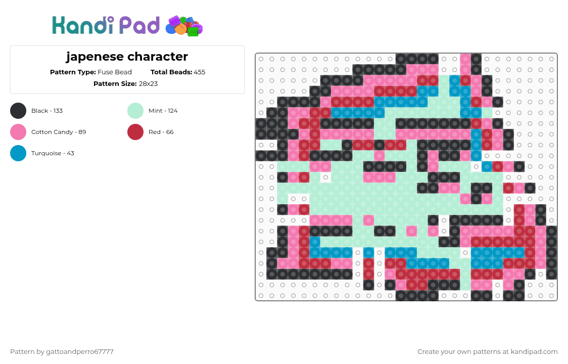 japenese character - Fuse Bead Pattern by rubyhoshino on Kandi Pad - light blue