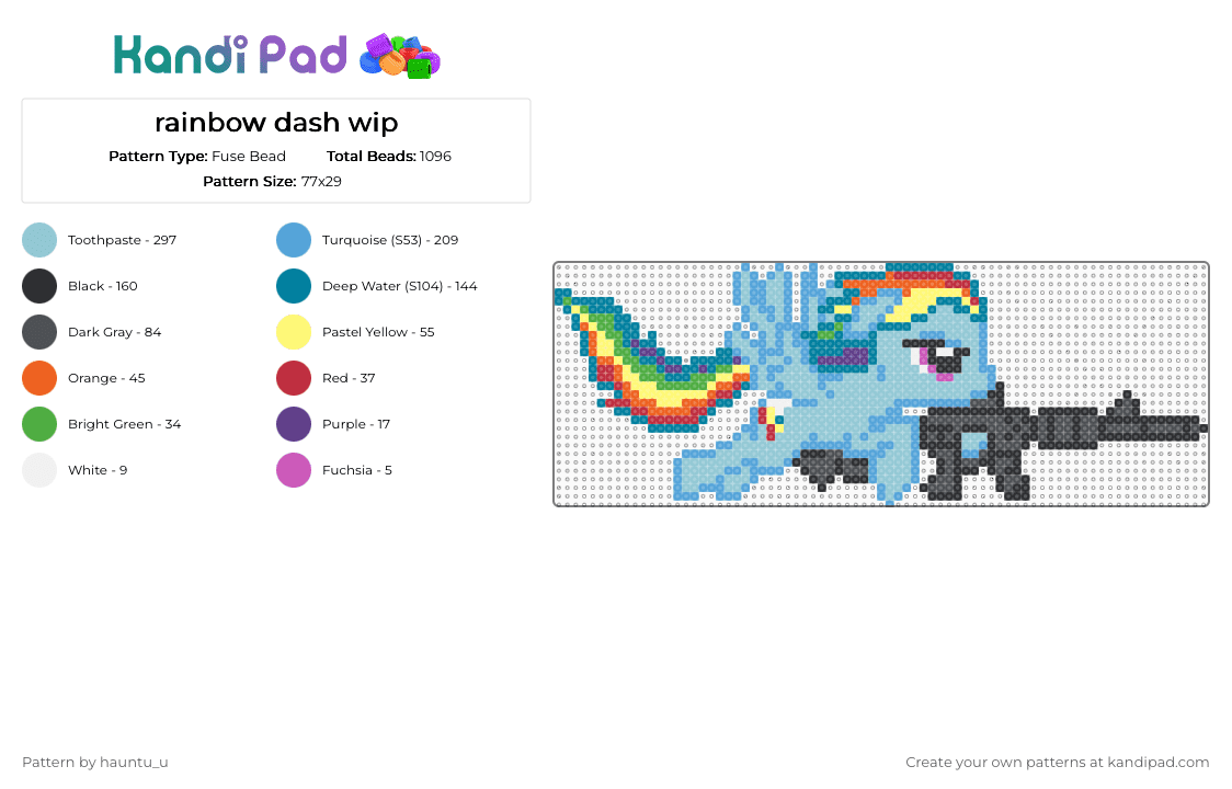 rainbow dash (sliding on the opps) - Fuse Bead Pattern by hauntu_u on Kandi Pad - teal,light blue,mlp,my little pony,rainbow dash,mane six