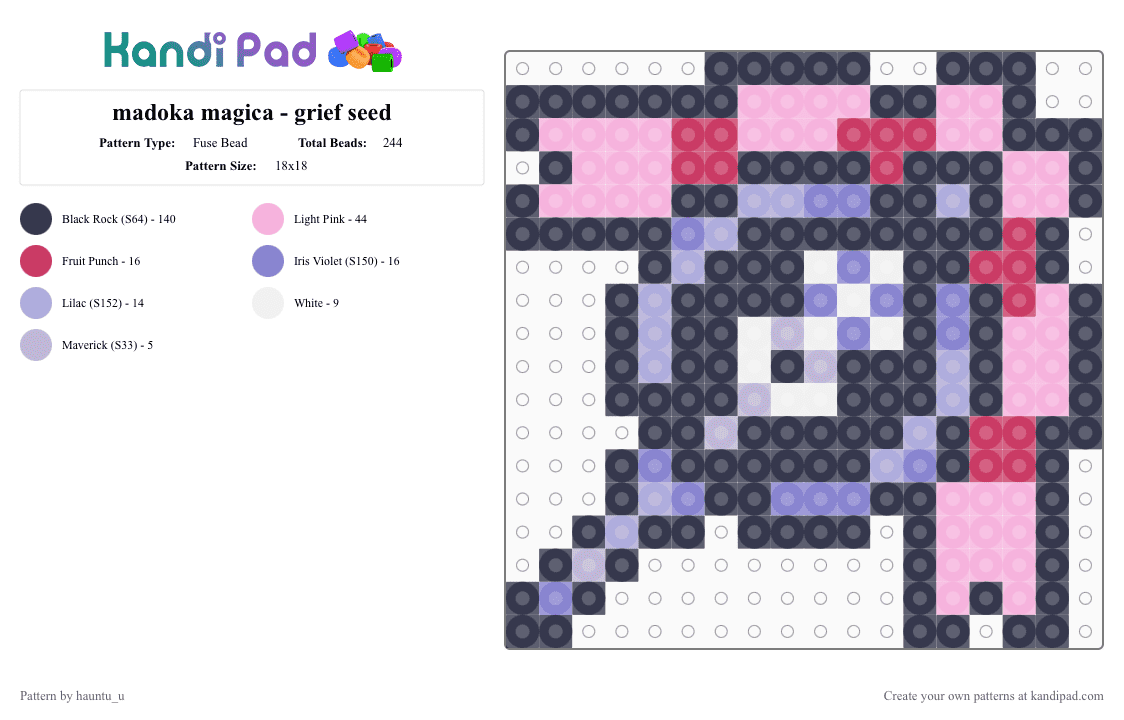 madoka magica - grief seed - Fuse Bead Pattern by hauntu_u on Kandi Pad - purple,pink,madoka magica,puella magi madoka magica,soul gem,grief seed