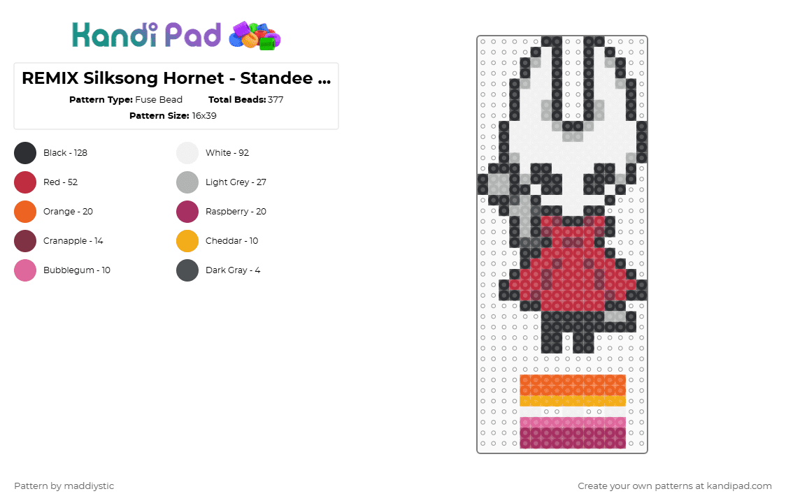 REMIX Silksong Hornet - Standee Ver. Fuse Bead Pattern - Kandi Pad ...