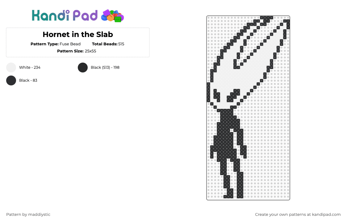 Hornet in the Slab - Fuse Bead Pattern by maddiystic on Kandi Pad - black,white,silksong,hornet,hollow knight,hollow knight silksong,bug,character,video game,silly