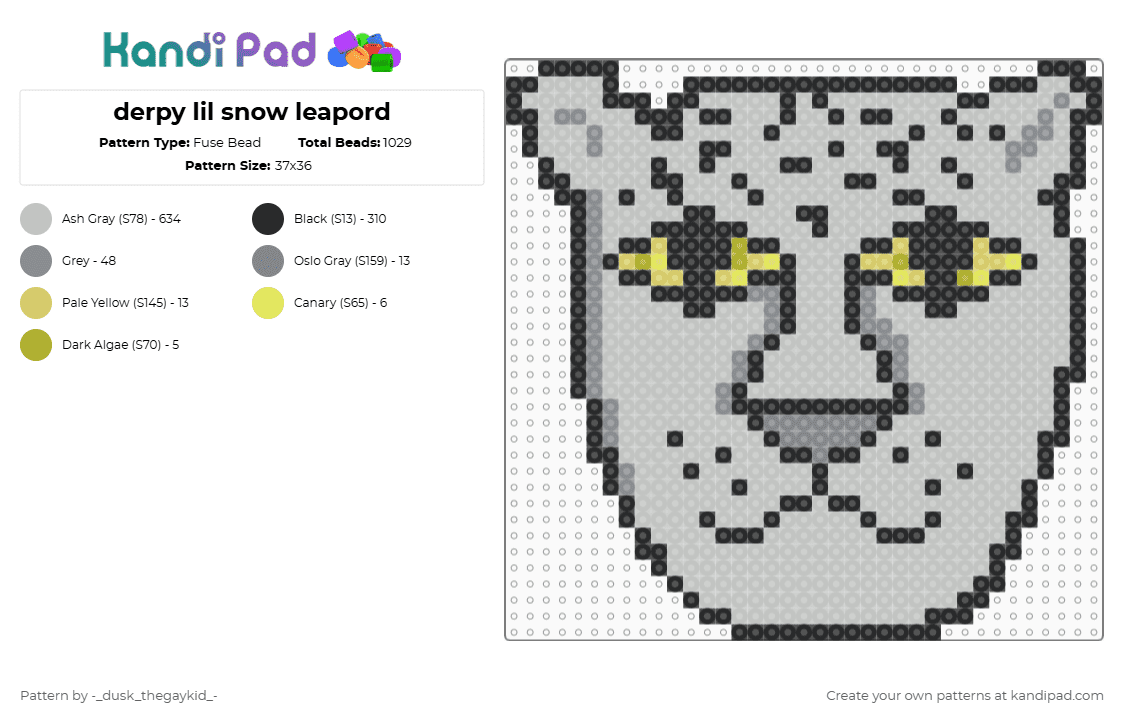 derpy lil snow leapord - Fuse Bead Pattern by deleted_user_211452 on Kandi Pad - beige