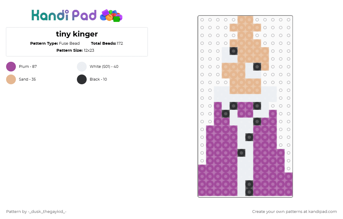 tiny kinger - Fuse Bead Pattern by deleted_user_211452 on Kandi Pad - pink,beige