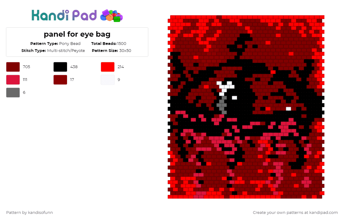 panel for eye bag - Pony Bead Pattern by k4ithez0mb13z on Kandi Pad - brown,red,cotdbeaded