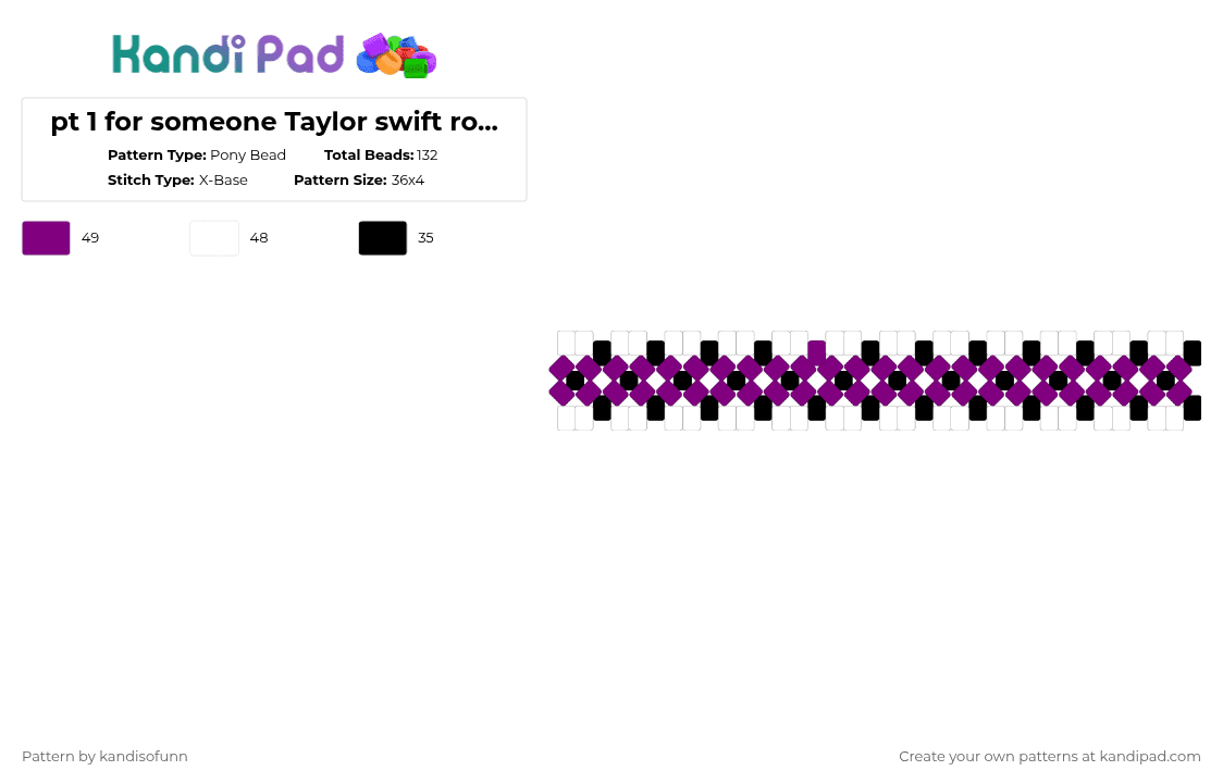 pt 1 for someone Taylor swift rotator - Pony Bead Pattern by k4ithez0mb13z on Kandi Pad - pink, white