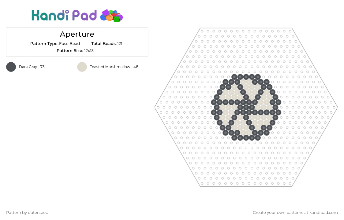 Aperture - Fuse Bead Pattern by outerspec on Kandi Pad - gray,beige