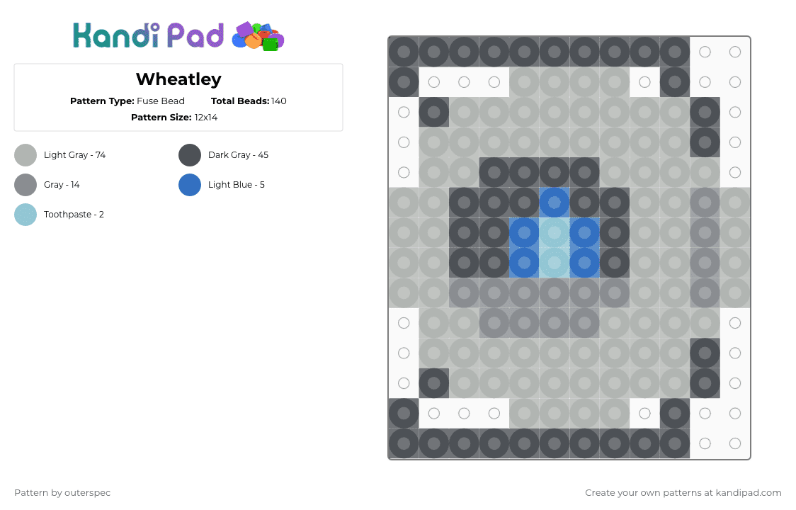 Wheatley - Fuse Bead Pattern by outerspec on Kandi Pad - beige,gray,wheatley,portal,robot