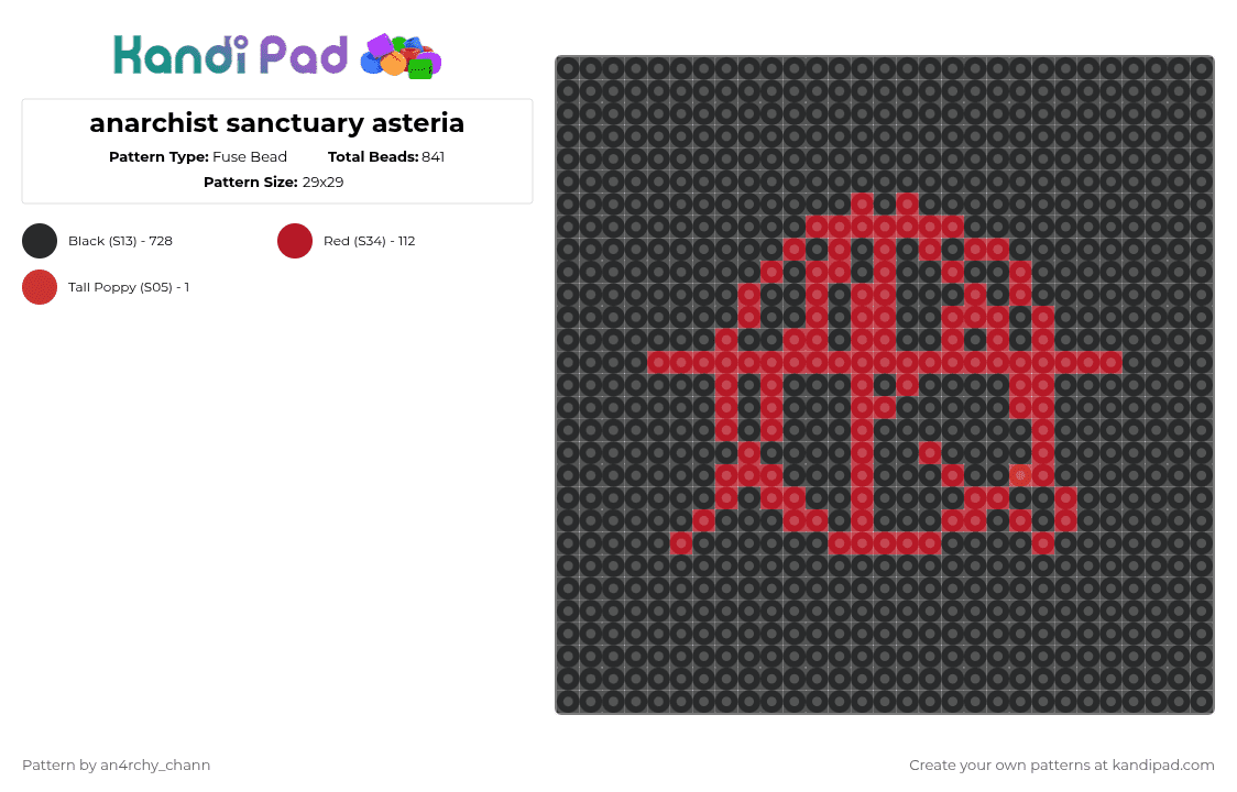 anarchist sanctuary asteria - Fuse Bead Pattern by an4rchy_chann on Kandi Pad - black