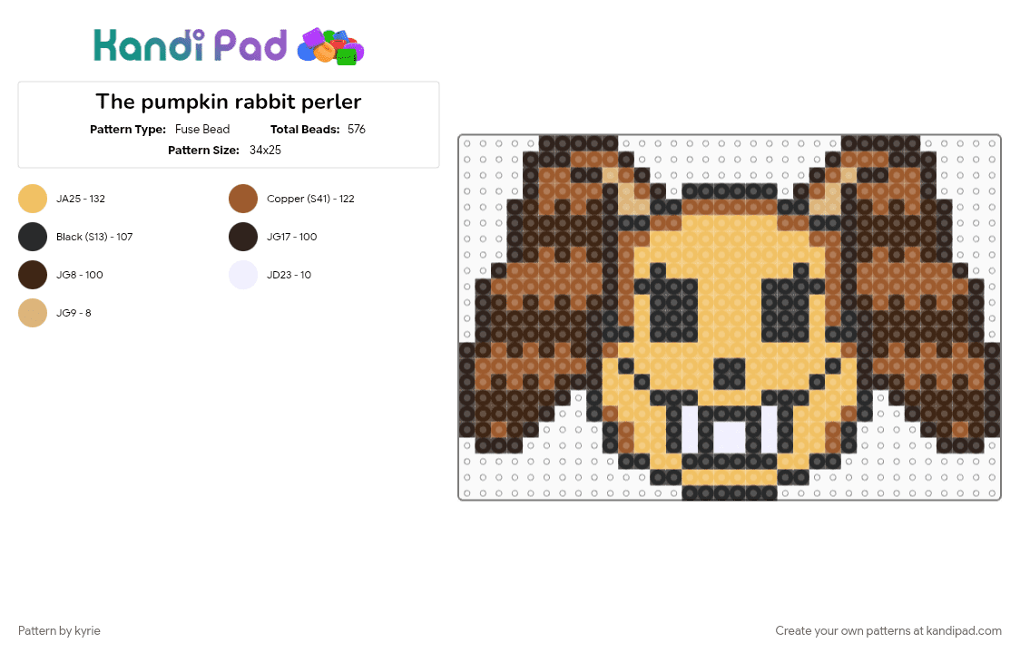 The pumpkin rabbit perler - Fuse Bead Pattern by kyrie on Kandi Pad - 