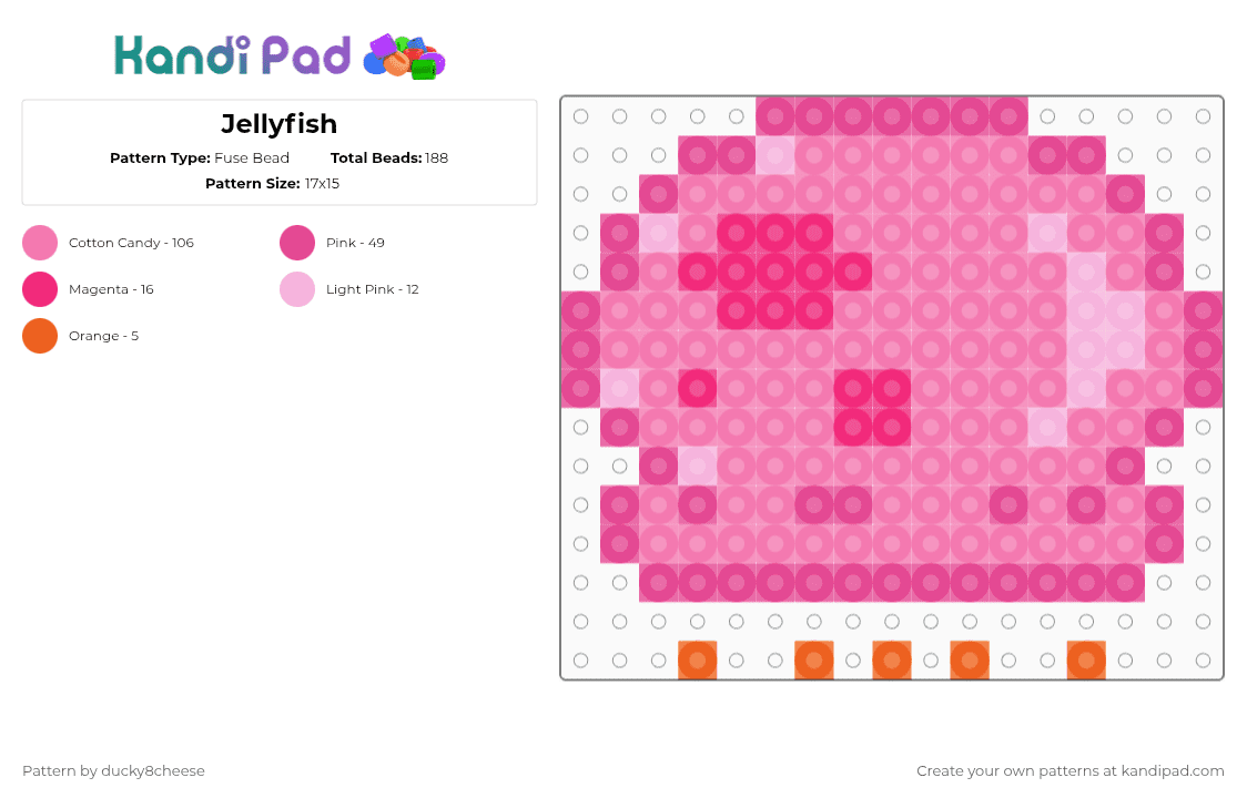 Jellyfish - Fuse Bead Pattern by ducky8cheese on Kandi Pad - jellyfish, pink, spongebob