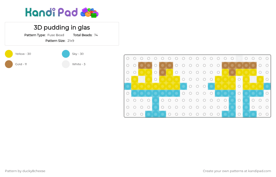 3D pudding in glass - Fuse Bead Pattern by ducky8cheese on Kandi Pad - yellow,light blue