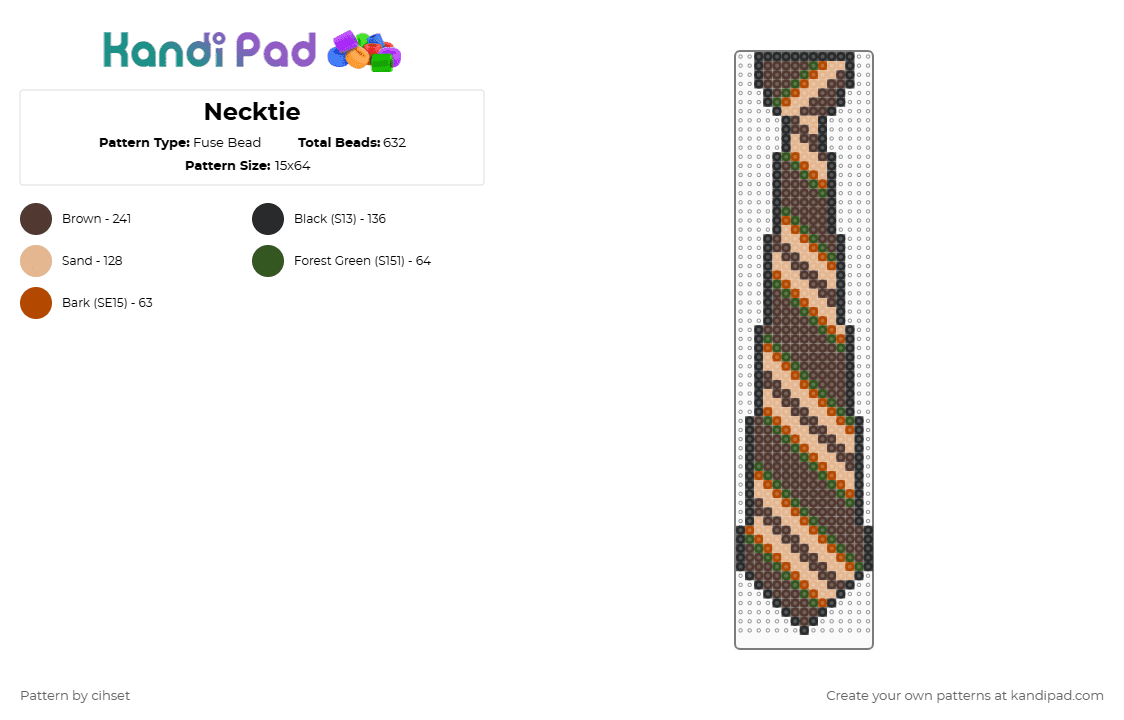 Necktie - Fuse Bead Pattern by cihset on Kandi Pad - brown,beige,necktie,slips,kaj