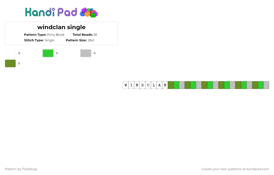 windclan single - Pony Bead Pattern by fizzlebug on Kandi Pad - green,beige,wcue,warrior cats,windclan