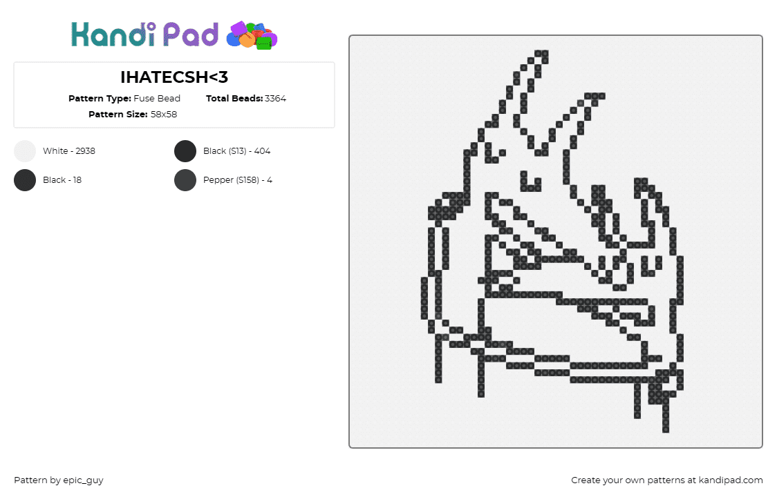 IHATECSH<3 - Fuse Bead Pattern by epic_guy on Kandi Pad - car seat headrest,music,band,twin fantasy,emblematic,abstract,journey