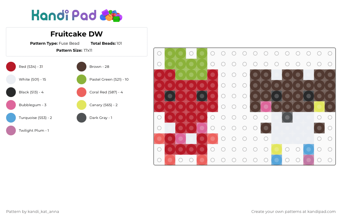 Fruitcake DW - Fuse Bead Pattern by m00n_r4v3n on Kandi Pad - dandy,cosmo,sprout,cosmo and sprout,fruitcake,dandys world,perler beads dandys world,cosmo x sprout