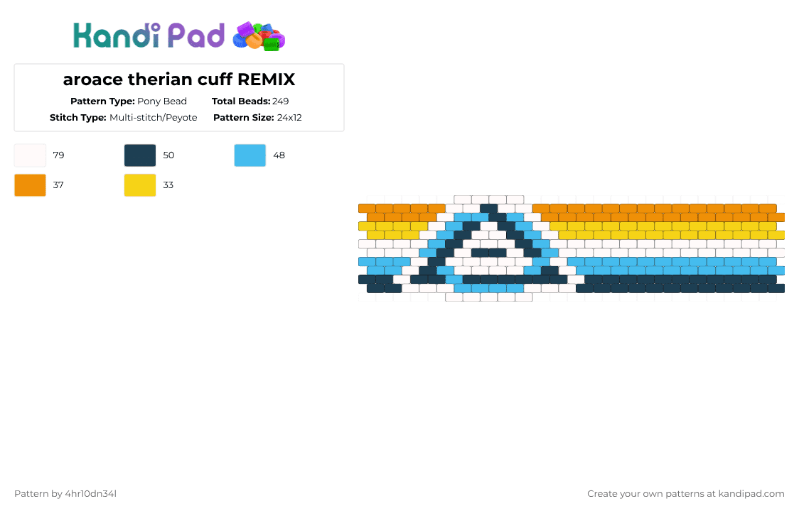 aroace therian cuff REMIX - Pony Bead Pattern by 4hr10dn34l on Kandi Pad - blue,light blue