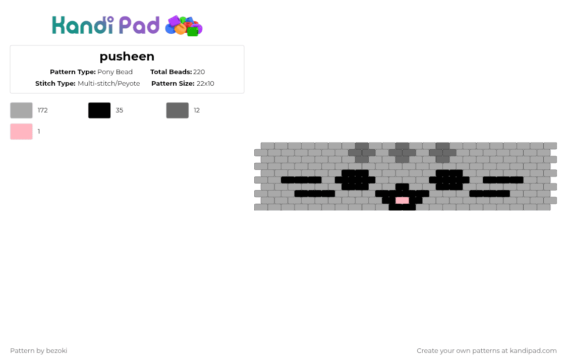 pusheen - Pony Bead Pattern by bezoki on Kandi Pad - beige