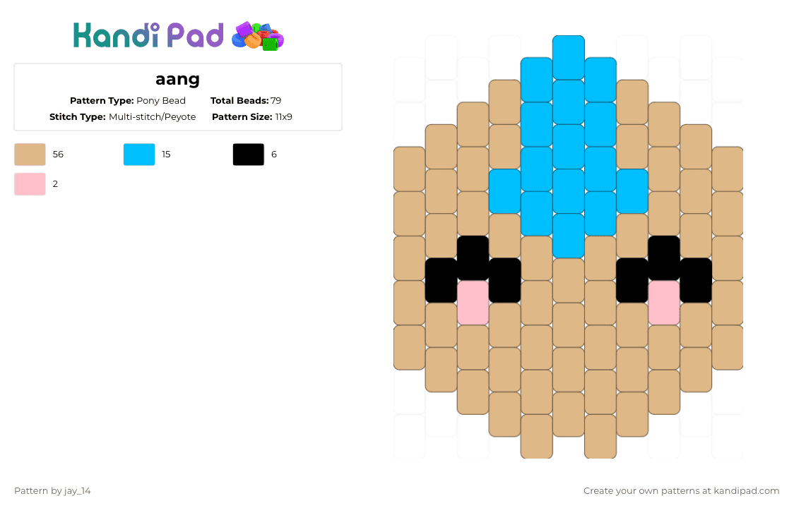 aang - Pony Bead Pattern by jay_14 on Kandi Pad - beige