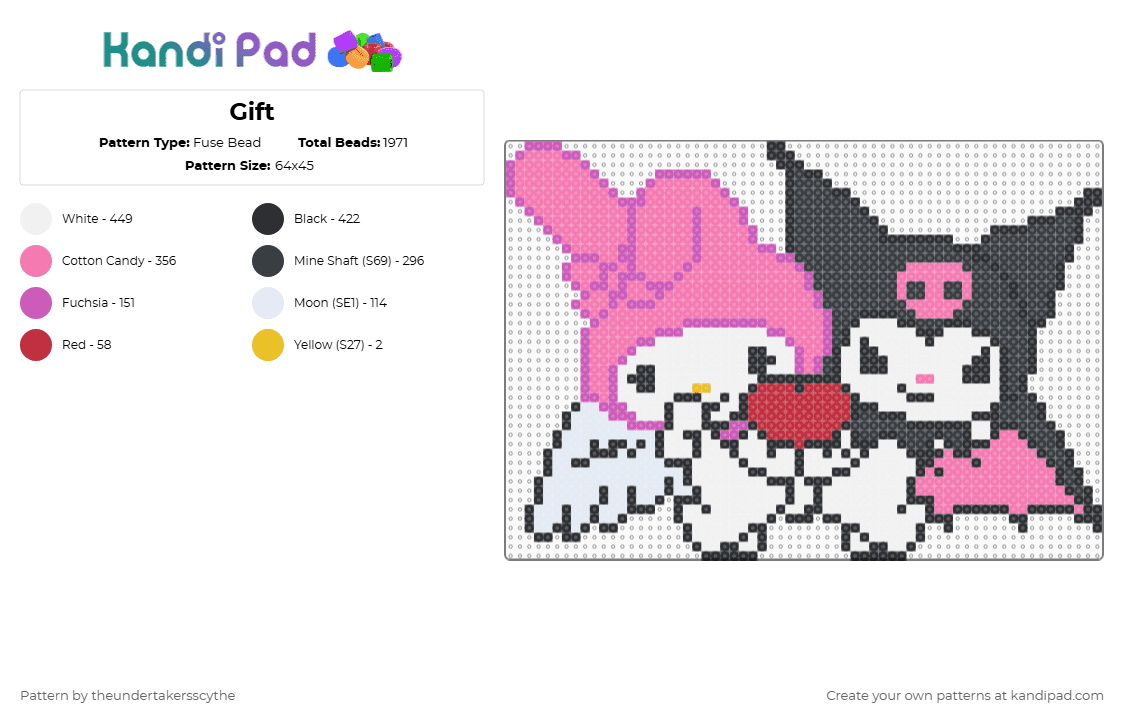Gift - Fuse Bead Pattern by theundertakersscythe on Kandi Pad - pink