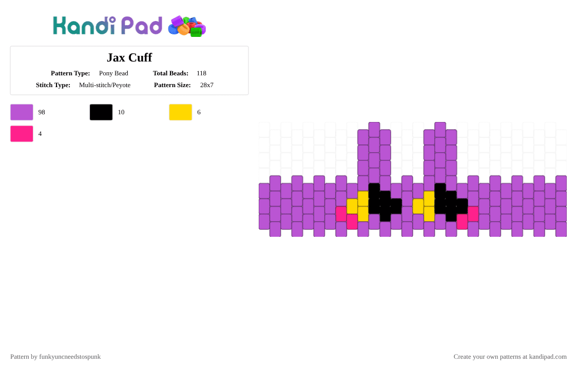 Jax Cuff - Pony Bead Pattern by funkyuncneedstospunk on Kandi Pad - pink