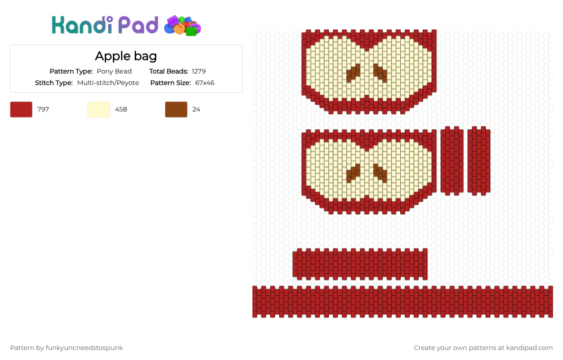 Apple bag - Pony Bead Pattern by funkyuncneedstospunk on Kandi Pad - red,yellow