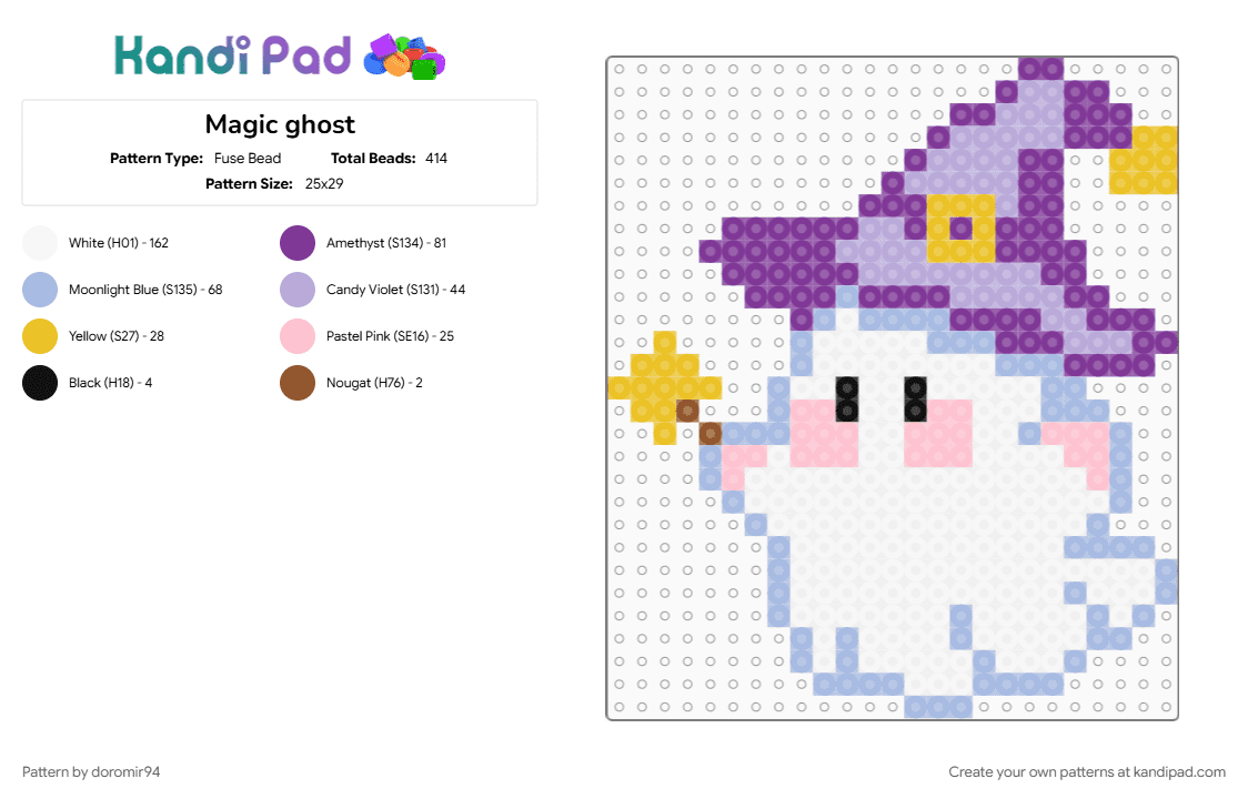 Magic ghost - Fuse Bead Pattern by doromir94 on Kandi Pad - light blue, pink