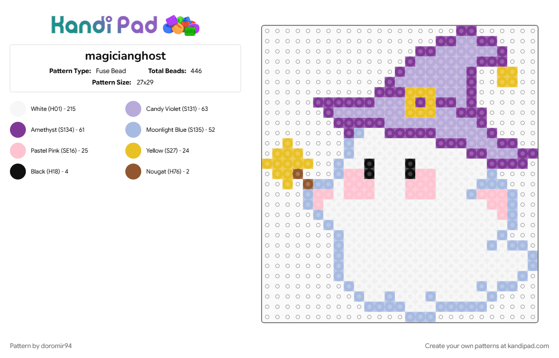 magicianghost - Fuse Bead Pattern by doromir94 on Kandi Pad - pink, white