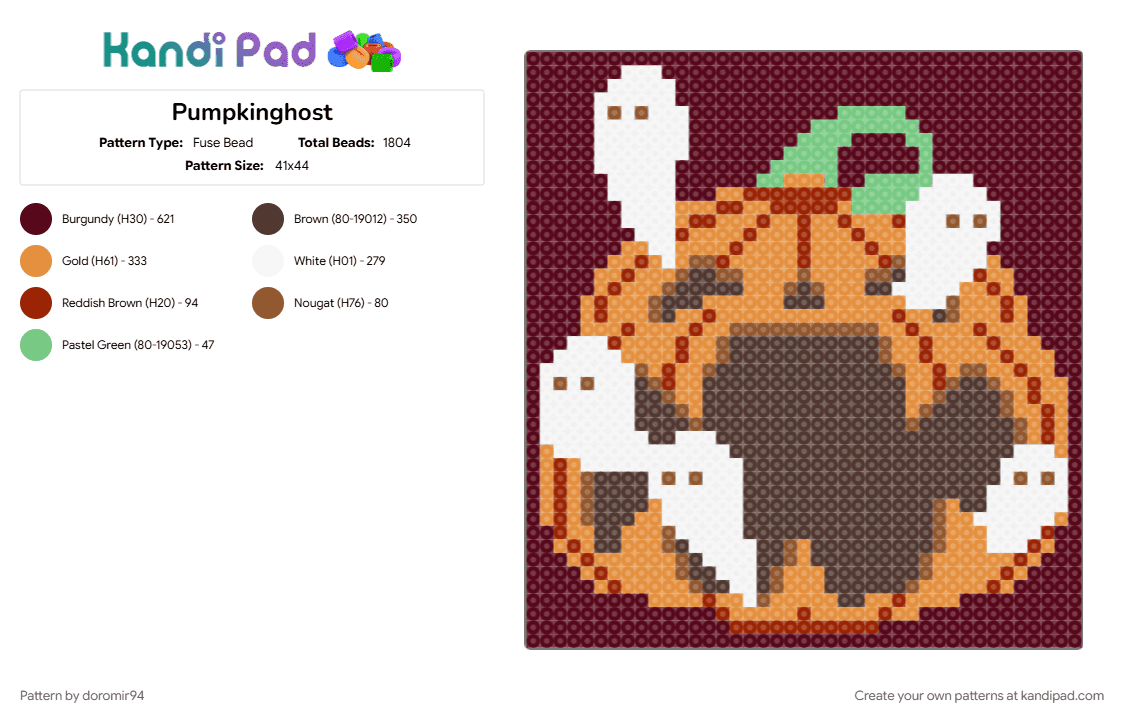 Pumpkinghost - Fuse Bead Pattern by doromir94 on Kandi Pad - brown, orange