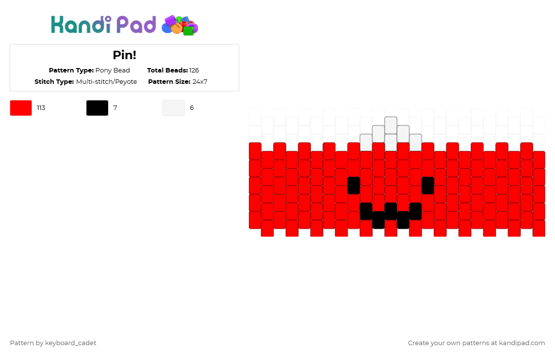 Pin! - Pony Bead Pattern by keyboard_cadet on Kandi Pad - red,bfdi