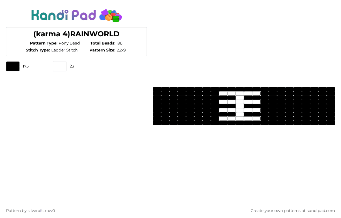 (karma 4)RAINWORLD - Pony Bead Pattern by sliverofstraw0 on Kandi Pad - black