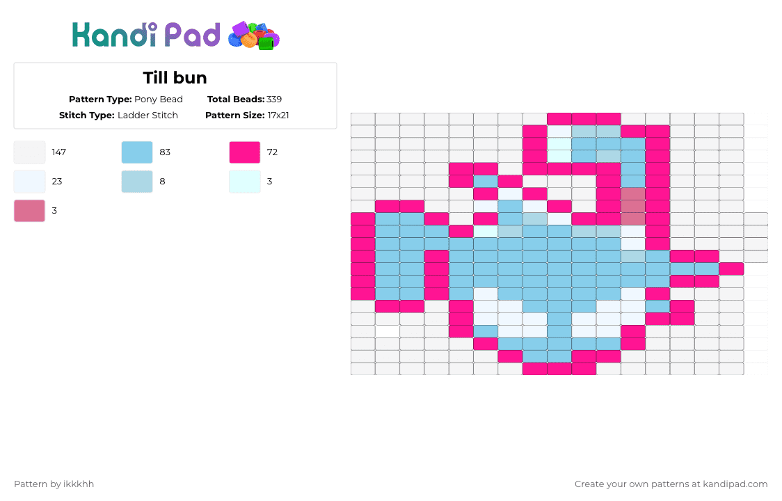 Till bun - Pony Bead Pattern by ikkkhh on Kandi Pad - pink,light blue