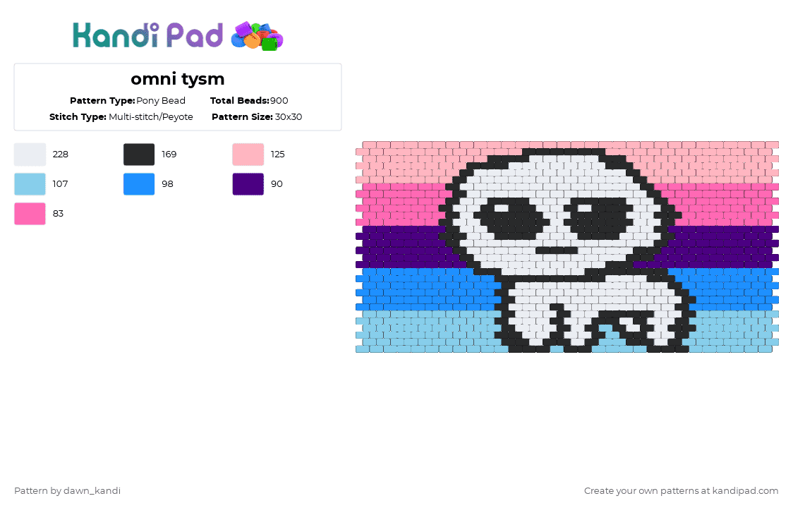 omni tysm - Pony Bead Pattern by dawn_kandi on Kandi Pad - pink,light blue