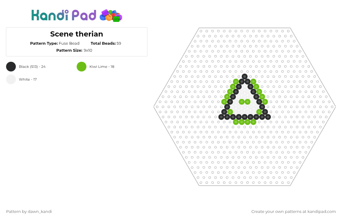 Scene therian - Fuse Bead Pattern by dawn_kandi on Kandi Pad - white,green