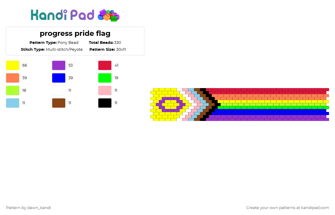 progress pride flag - Pony Bead Pattern by dawn_kandi on Kandi Pad - purple,yellow,red